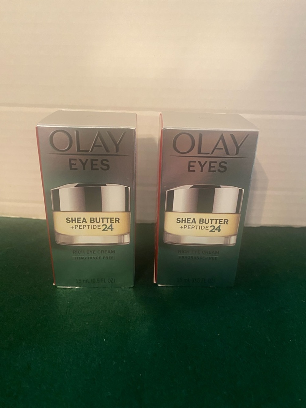 2 x Olay Eyes Shea Butter +PEPTIDE 24 Rich Eye Cream Fragrance Free 15ml